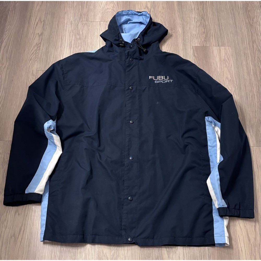 Men's vintage FUBU Sport windbreaker jacket 2XL Blue - Picture 16 of 16